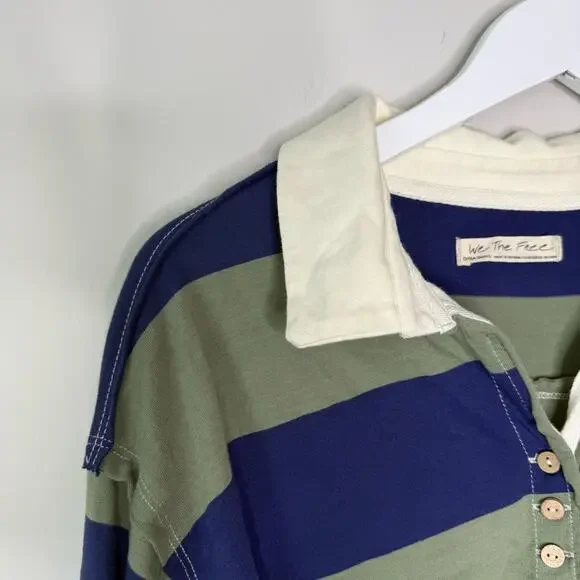 Free People We The Free Peyton Rugby Henley Striped Top Oversized Sz XS - Picture 6 of 9